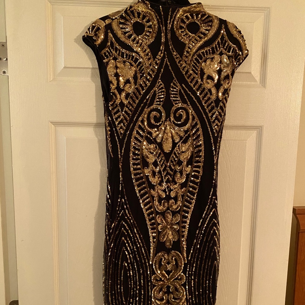 Black and Gold Sequin Dress